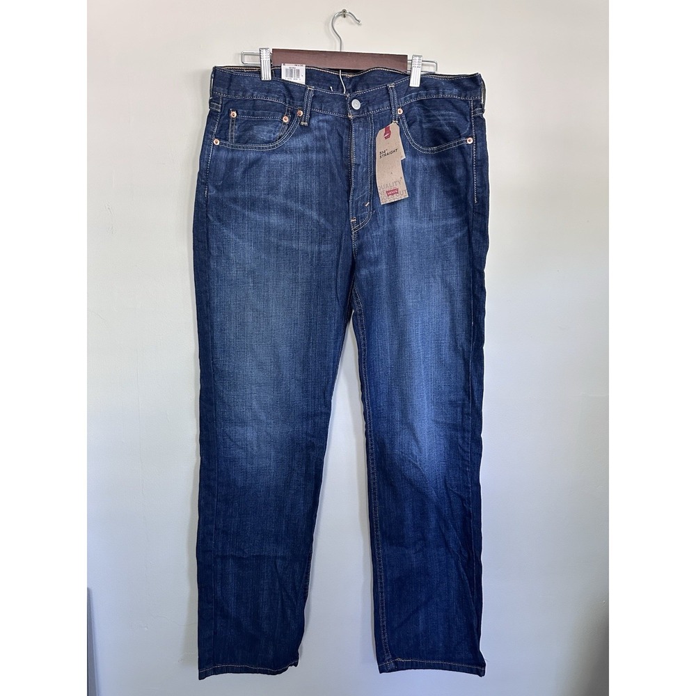 NWT Levis 514 36x30 Straight Fit Jeans Stretch Jeans Color Medium Dark Wash Blue